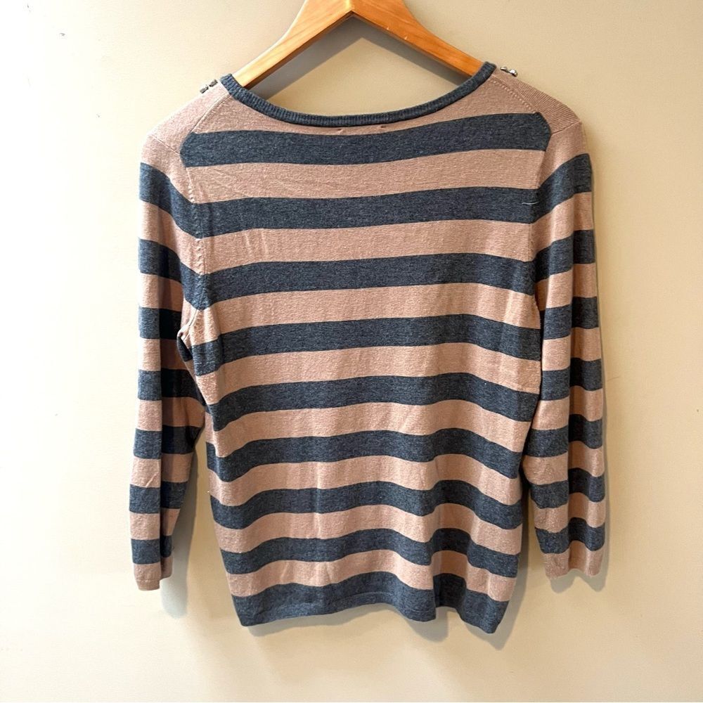 The Limited Gray and Tan Striped Sweater with Embellished Neckline - Picture 3 of 10
